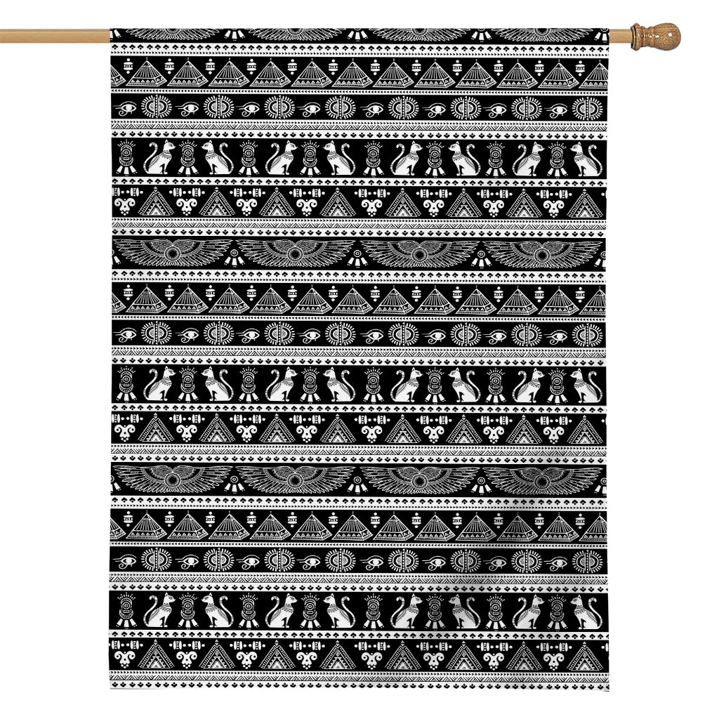 Black And White Egypt Pattern Print House Flag