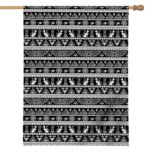Black And White Egypt Pattern Print House Flag