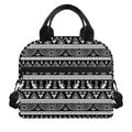Black And White Egypt Pattern Print Insulated Lunch Bag