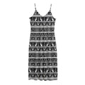 Black And White Egypt Pattern Print Jersey Midi Cami Dress