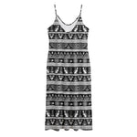 Black And White Egypt Pattern Print Jersey Midi Cami Dress