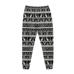 Black And White Egypt Pattern Print Jogger Pants