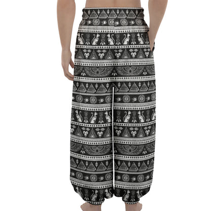 Black And White Egypt Pattern Print Lantern Pants