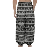 Black And White Egypt Pattern Print Lantern Pants