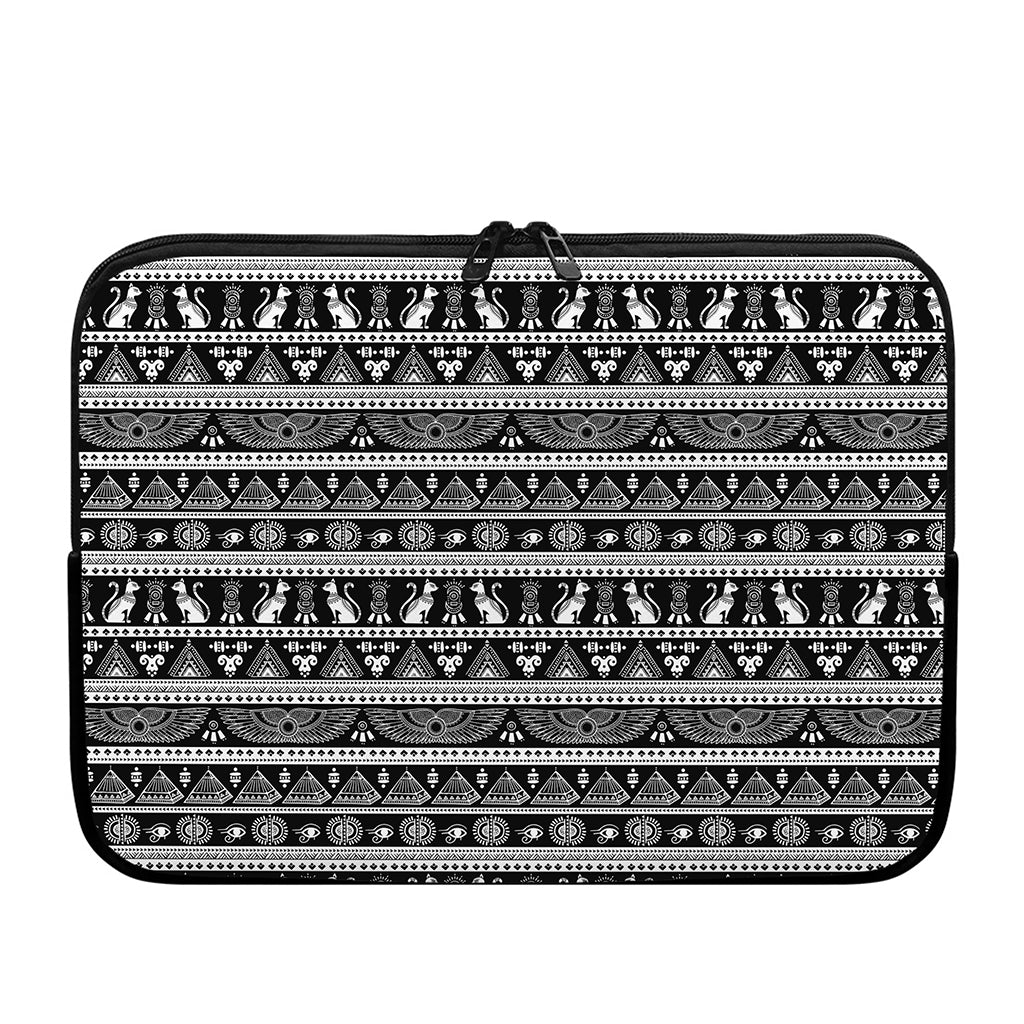 Black And White Egypt Pattern Print Laptop Sleeve