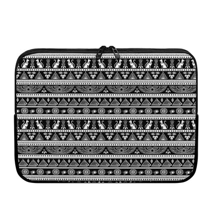 Black And White Egypt Pattern Print Laptop Sleeve