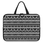 Black And White Egypt Pattern Print Laptop Sleeve With Handle