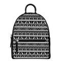 Black And White Egypt Pattern Print Leather Backpack