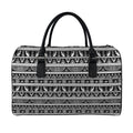 Black And White Egypt Pattern Print Leather Duffel Bag