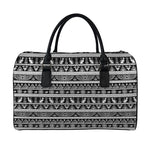 Black And White Egypt Pattern Print Leather Duffle Bag