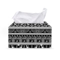 Black And White Egypt Pattern Print Leather Tissue Box Cover