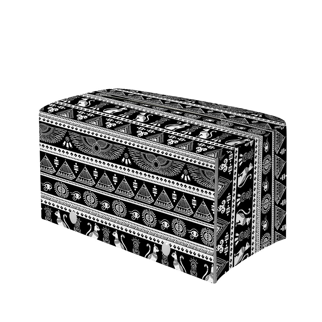 Black And White Egypt Pattern Print Leather Tissue Box Cover