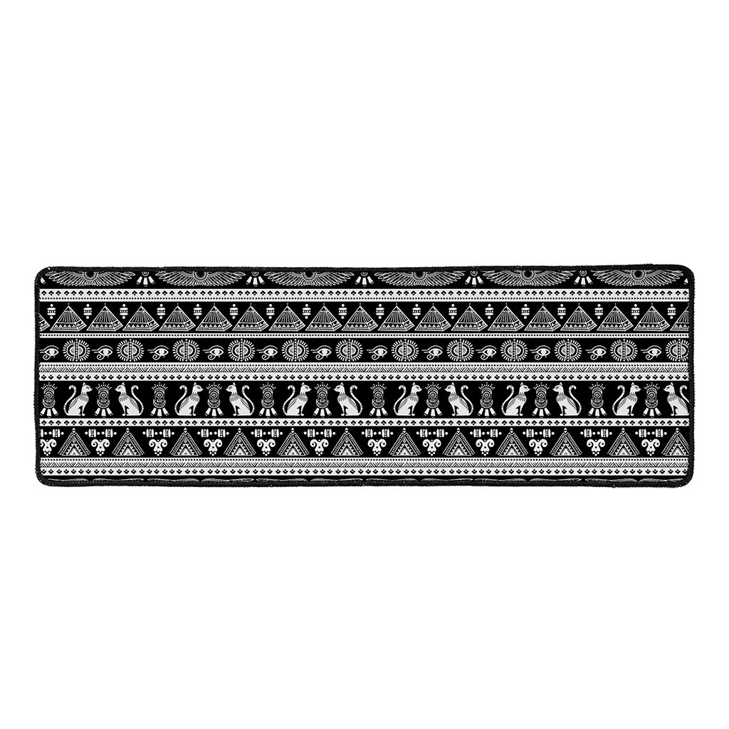 Black And White Egypt Pattern Print Long Kitchen Mat