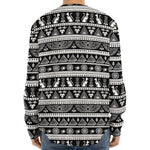 Black And White Egypt Pattern Print Long Sleeve Baseball Jersey