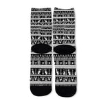 Black And White Egypt Pattern Print Long Socks