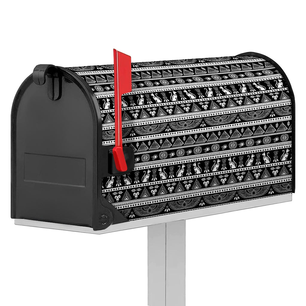 Black And White Egypt Pattern Print Mailbox Cover