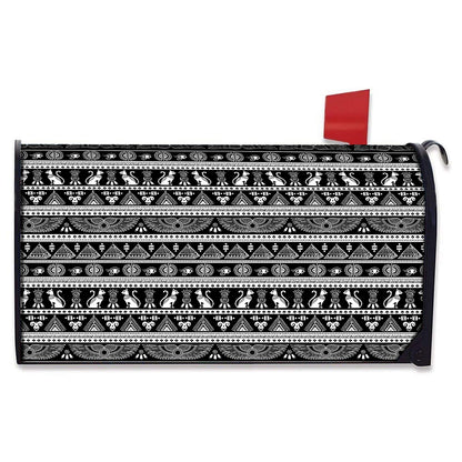 Black And White Egypt Pattern Print Mailbox Cover