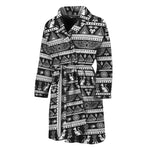 Black And White Egypt Pattern Print Men's Bathrobe