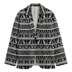 Black And White Egypt Pattern Print Men's Blazer