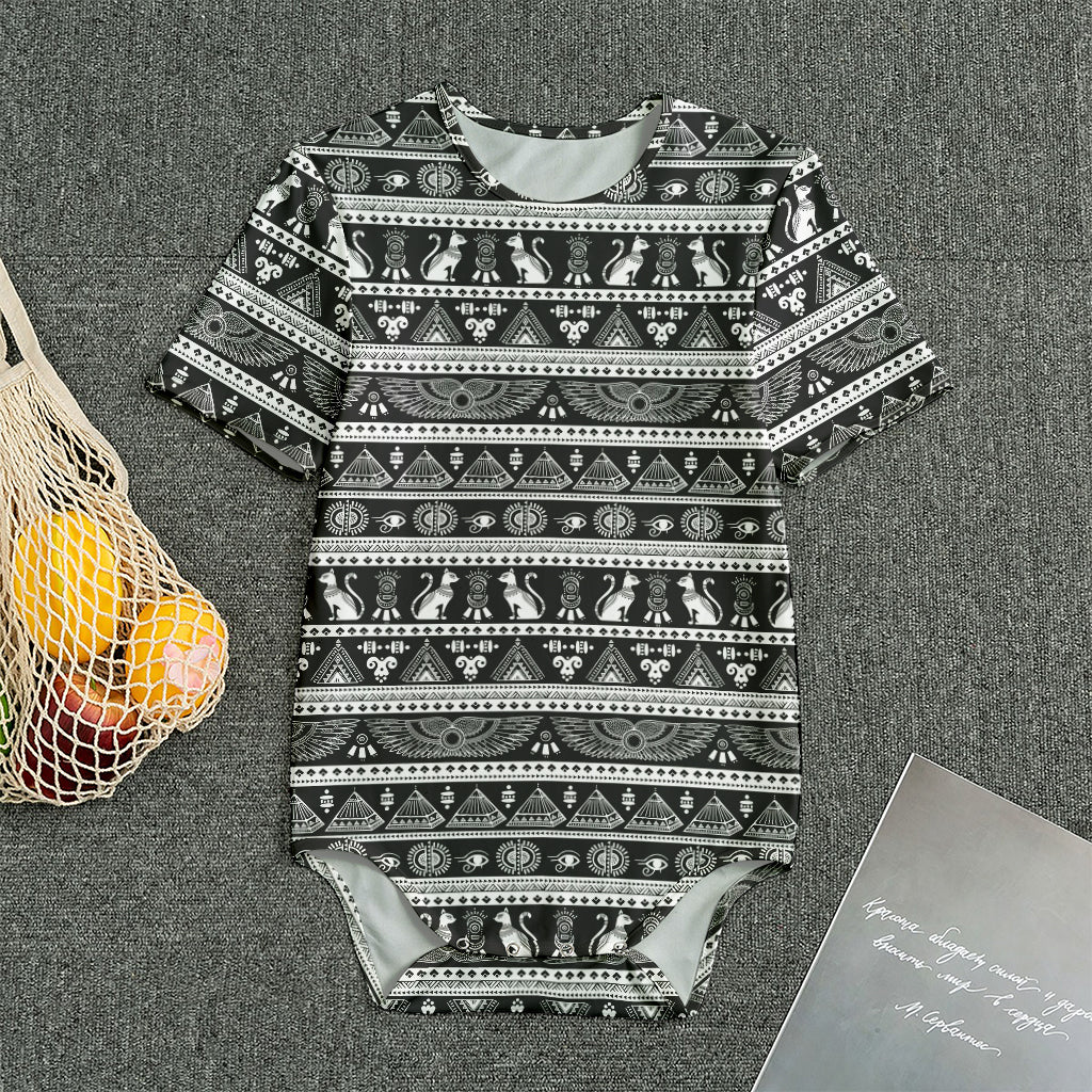 Black And White Egypt Pattern Print Men's Bodysuit