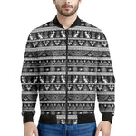 Black And White Egypt Pattern Print Men's Bomber Jacket