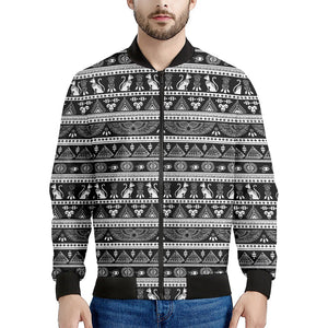 Black And White Egypt Pattern Print Men's Bomber Jacket