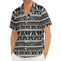 Black And White Egypt Pattern Print Men's Deep V-Neck Shirt
