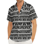 Black And White Egypt Pattern Print Men's Deep V-Neck Shirt