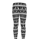 Black And White Egypt Pattern Print Men's leggings