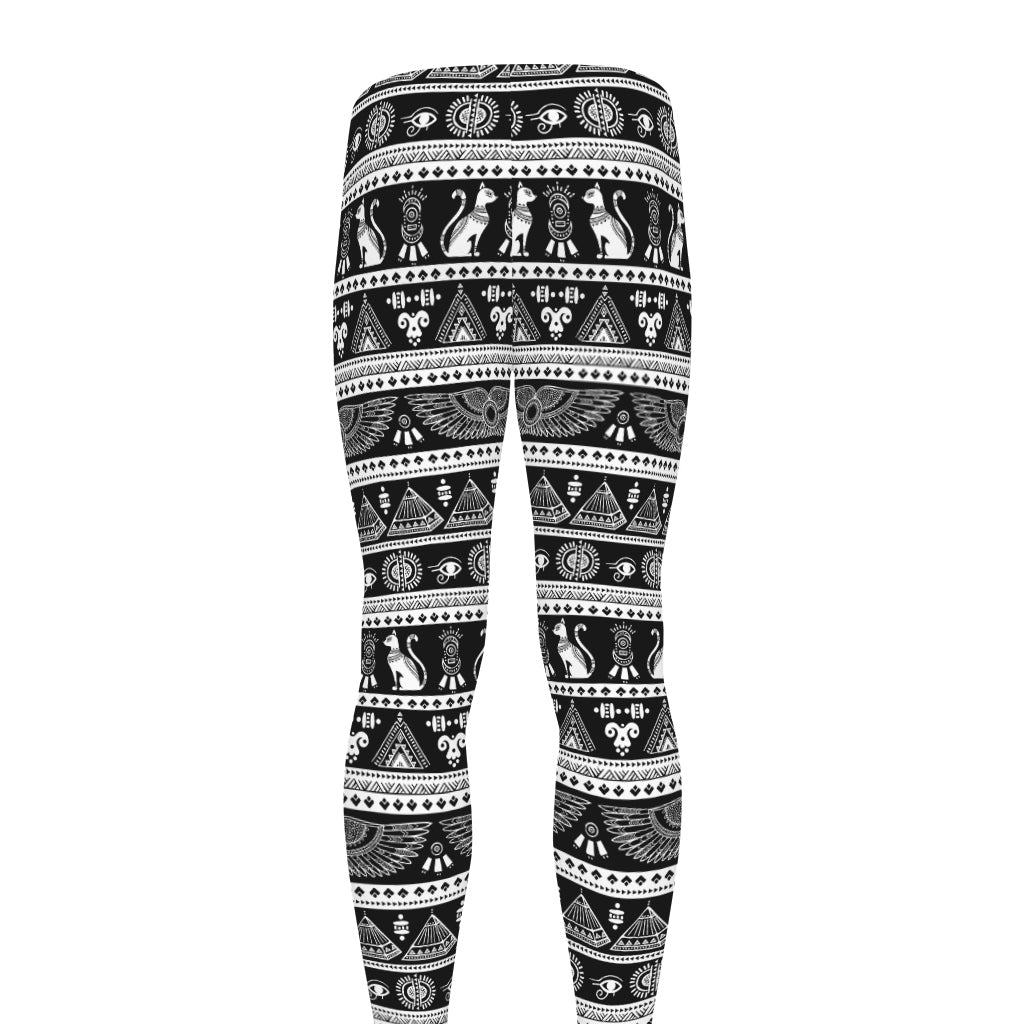 Black And White Egypt Pattern Print Men's leggings