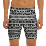 Black And White Egypt Pattern Print Men's Long Boxer Briefs