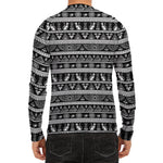 Black And White Egypt Pattern Print Men's Long Sleeve Rash Guard