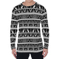 Black And White Egypt Pattern Print Men's Long Sleeve T-Shirt