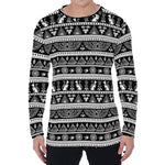 Black And White Egypt Pattern Print Men's Long Sleeve T-Shirt