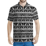 Black And White Egypt Pattern Print Men's Polo Shirt
