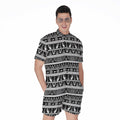 Black And White Egypt Pattern Print Men's Romper