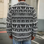 Black And White Egypt Pattern Print Men's Shirt Jacket