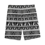 Black And White Egypt Pattern Print Men's Sports Shorts