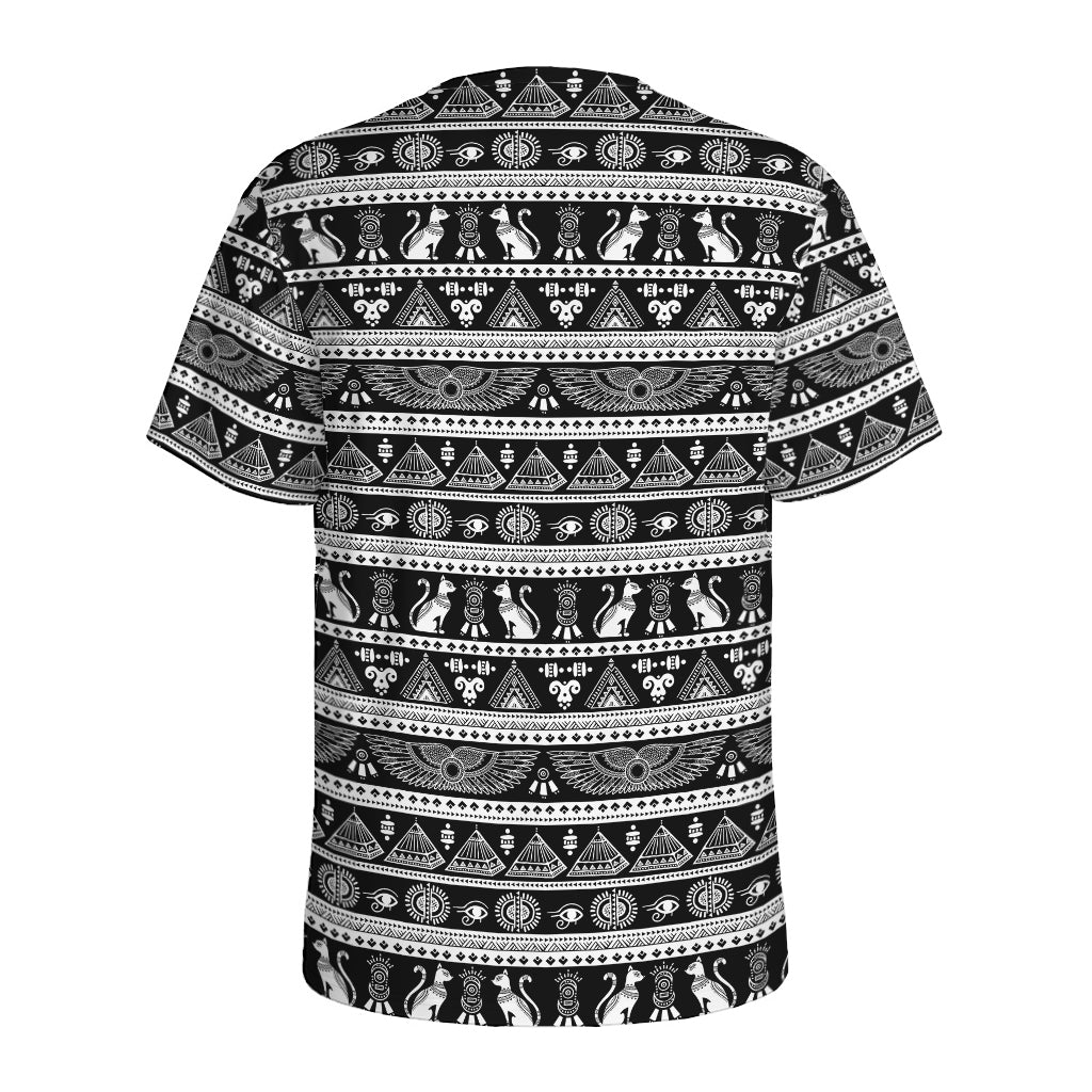 Black And White Egypt Pattern Print Men's Sports T-Shirt
