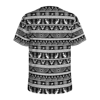 Black And White Egypt Pattern Print Men's Sports T-Shirt