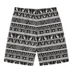 Black And White Egypt Pattern Print Men's Swim Trunks