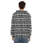 Black And White Egypt Pattern Print Men's Velvet Pullover Hoodie
