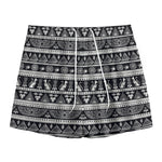 Black And White Egypt Pattern Print Mesh Shorts