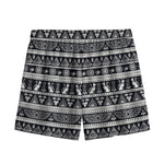 Black And White Egypt Pattern Print Mesh Shorts