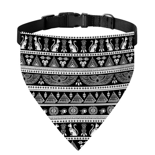 Black And White Egypt Pattern Print Over The Collar Dog Bandana