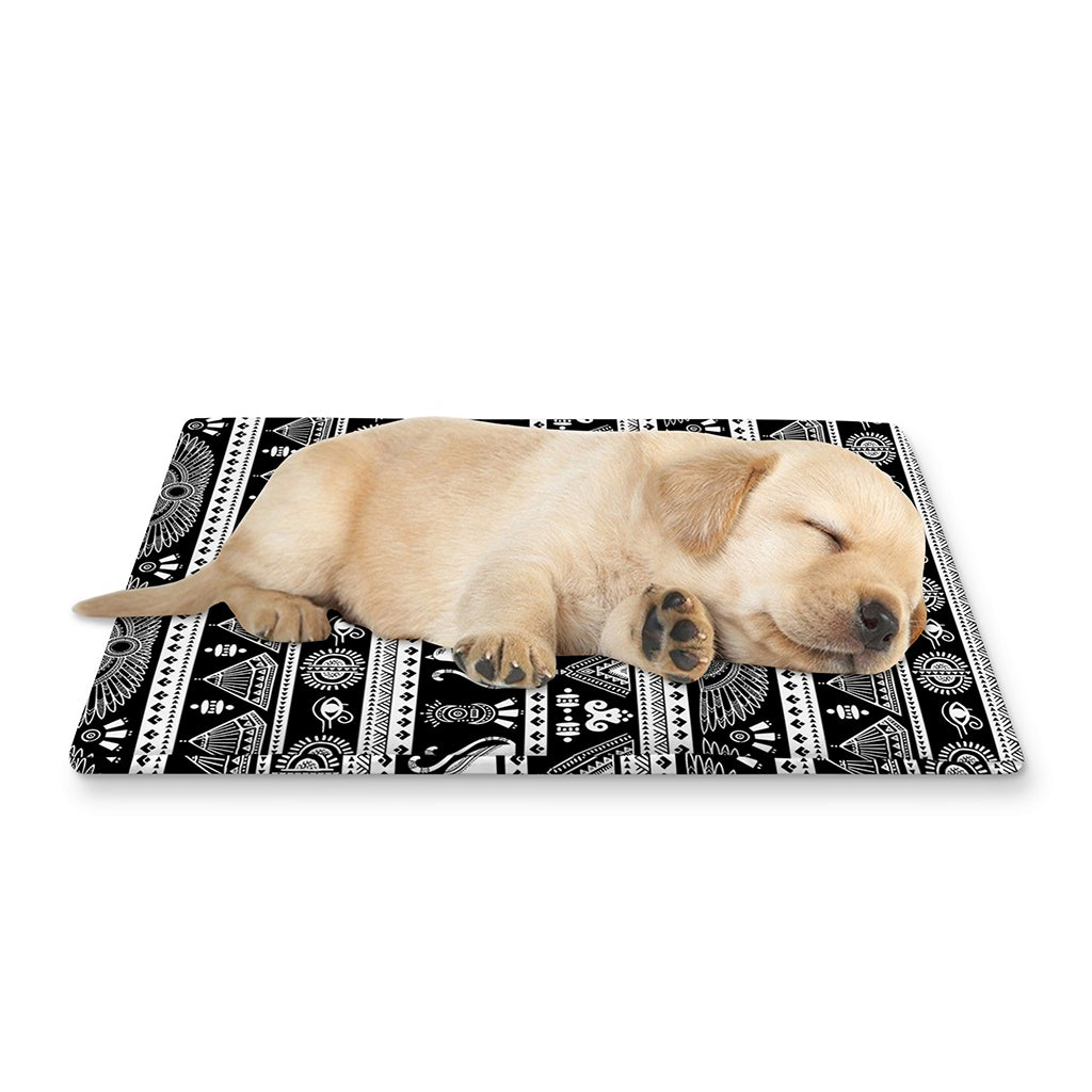 Black And White Egypt Pattern Print Pet Cooling Mat Cover