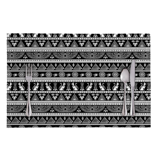 Black And White Egypt Pattern Print Placemat