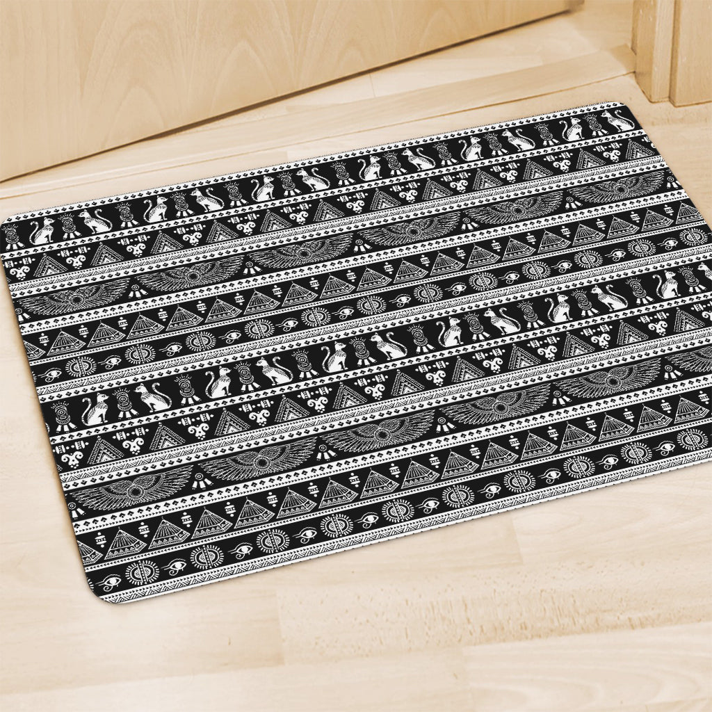Black And White Egypt Pattern Print Polyester Doormat