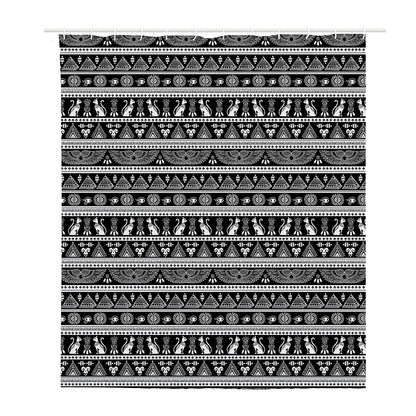 Black And White Egypt Pattern Print Polyester Shower Curtain