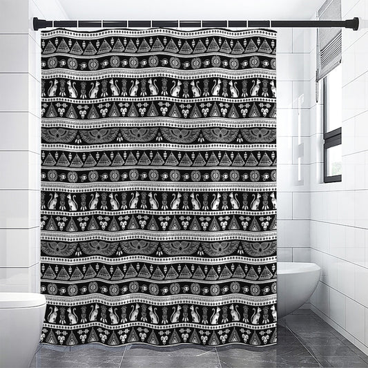 Black And White Egypt Pattern Print Premium Shower Curtain